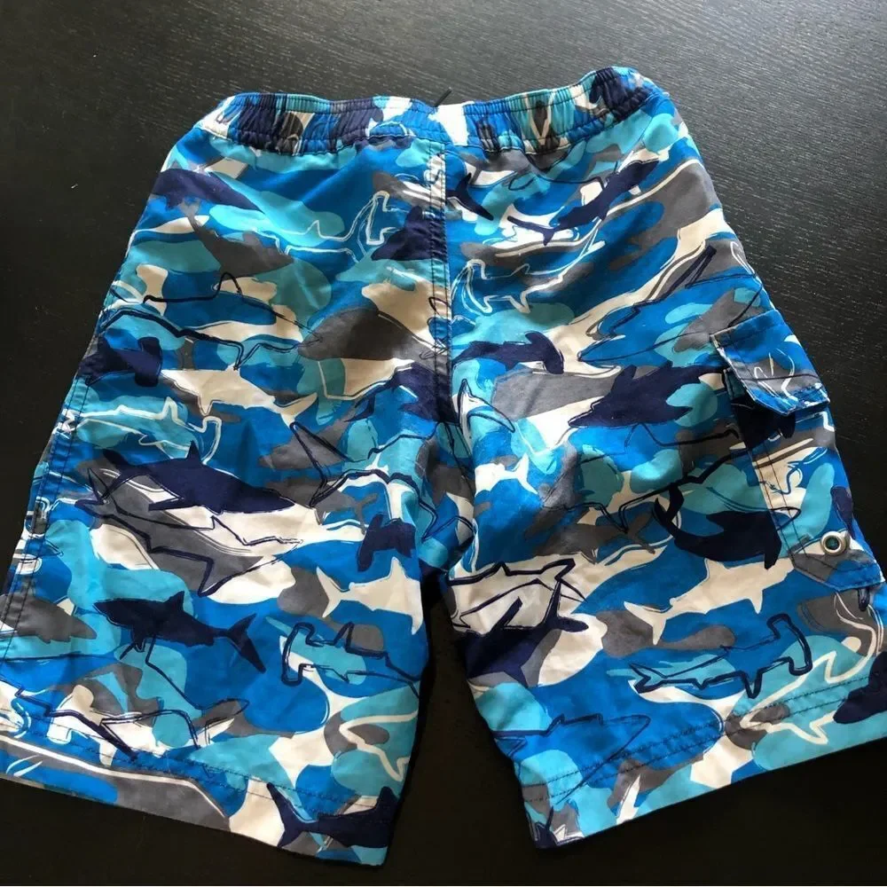 Hanna Andersson Shark‎ Swim Trunks Boys 5T Blue Swim